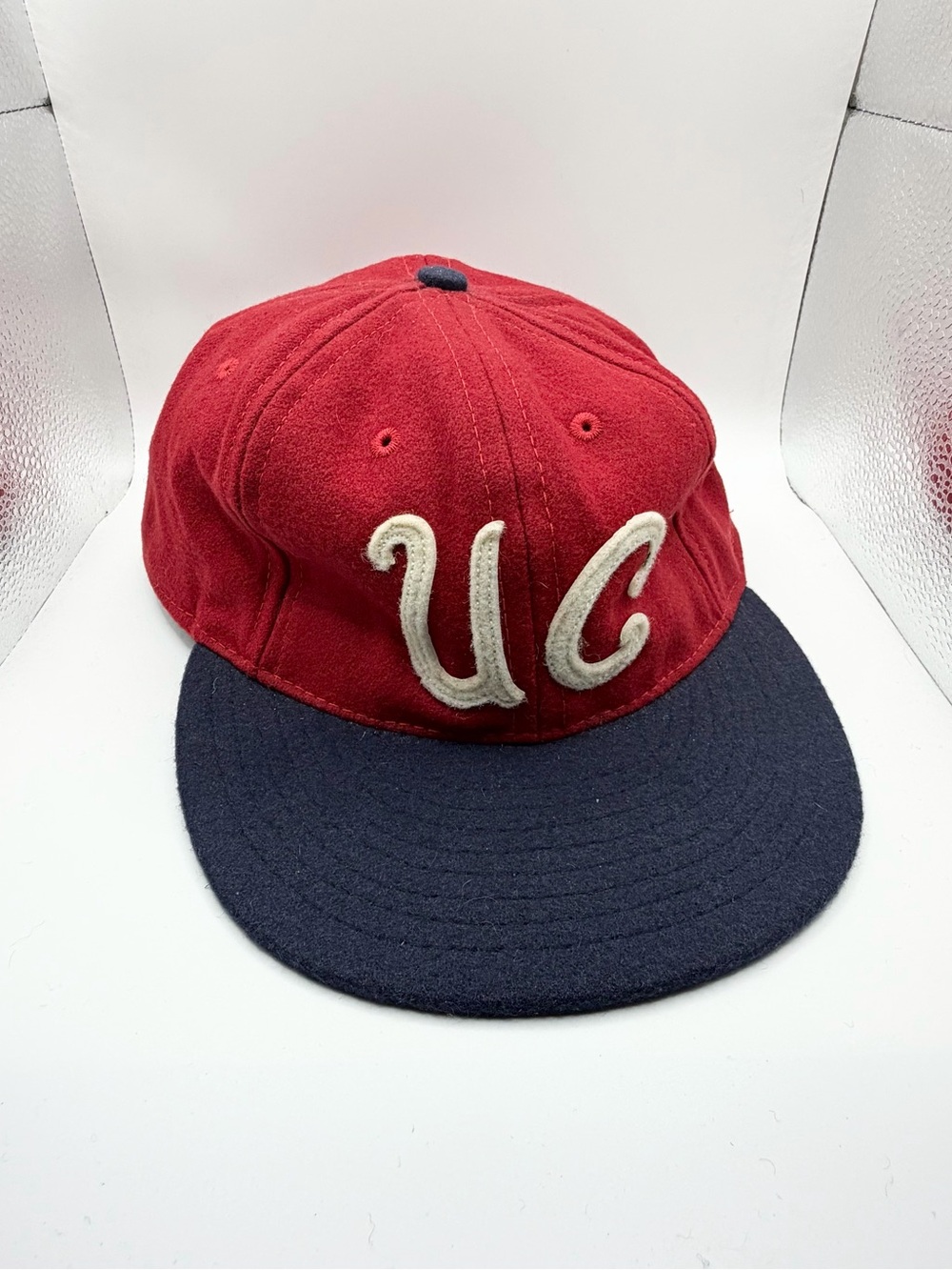 Ebbets Field Flannels UC Wool Panel Hat Fitted 8 Red Blue Cap Baseball USA